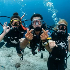 3 people doing scuba and making cute pose